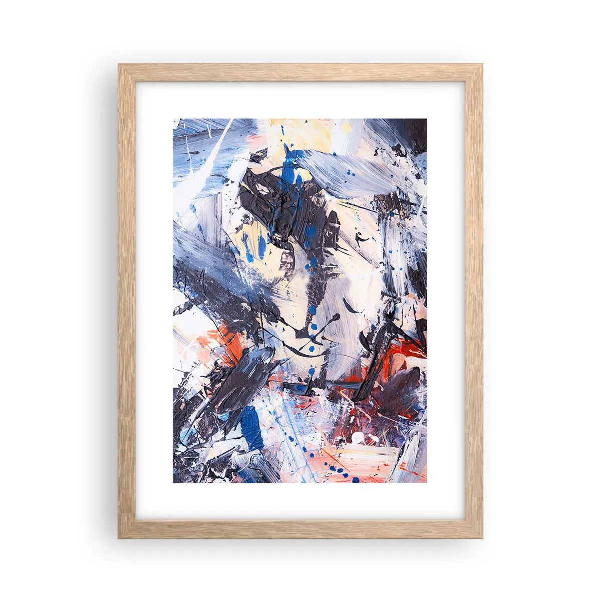 Plagát v ráme zo svetlého duba - Bláznivý tanec abstrakcie - 30x40 cm