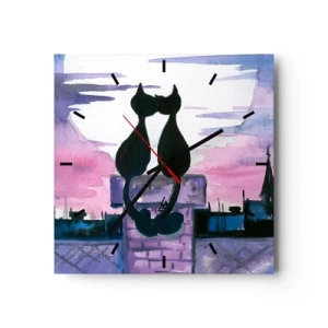 Nástenné hodiny - Rendez-vous pod mesiacom - 30x30 cm