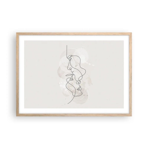 Plagát v ráme zo svetlého duba - Zamotaní v objatí - 70x50 cm