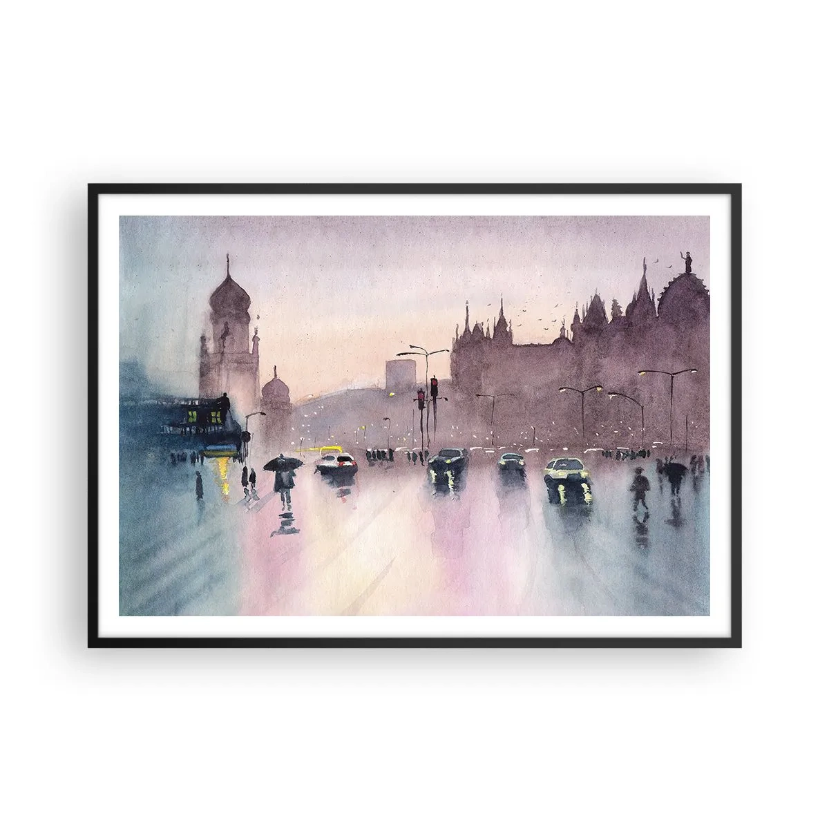 Plagát v čiernom ráme - V daždivom opare - 100x70 cm