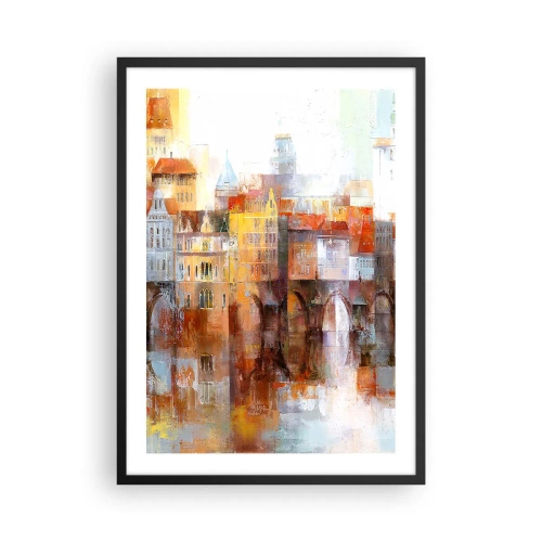 Plagát v čiernom ráme - Malebné mestečko s umelecky navrhnutým mostom - 50x70cm - Pod mostom je tiež krásne - Moderná nástenná dekorácia do obývacej izby a spálne ARTTOR