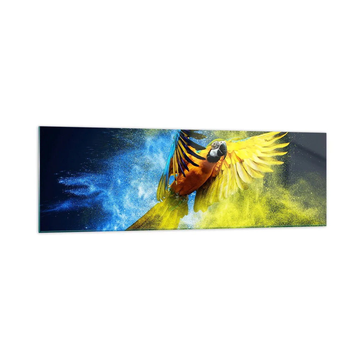 Obraz na skle - V modro-zlatom prachu - 160x50 cm
