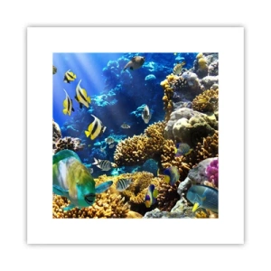 Plagát - Veľká prevádzka na prázdninovom chodníku - 30x30 cm