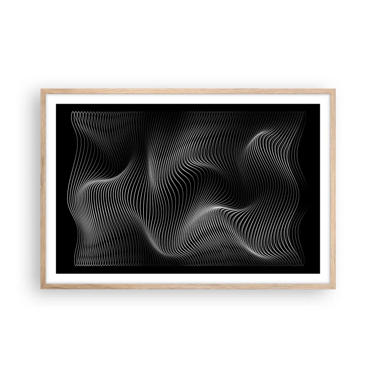 Plagát v ráme zo svetlého duba - Tanec svetla v priestore - 91x61 cm
