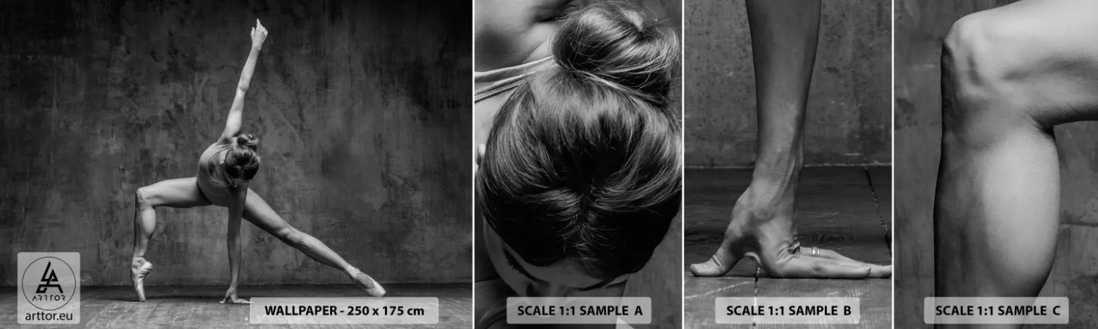 Vzorka samolepiacej fototapety Deluxe Sticker - Ideál rovnováhy - Gymnastika, balet, Tancujte - 100x30 cm