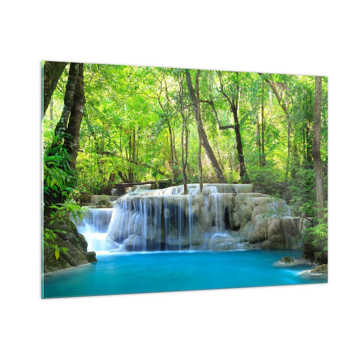 Obraz na skle - Utopiť v tyrkyse a zeleni - 100x70 cm