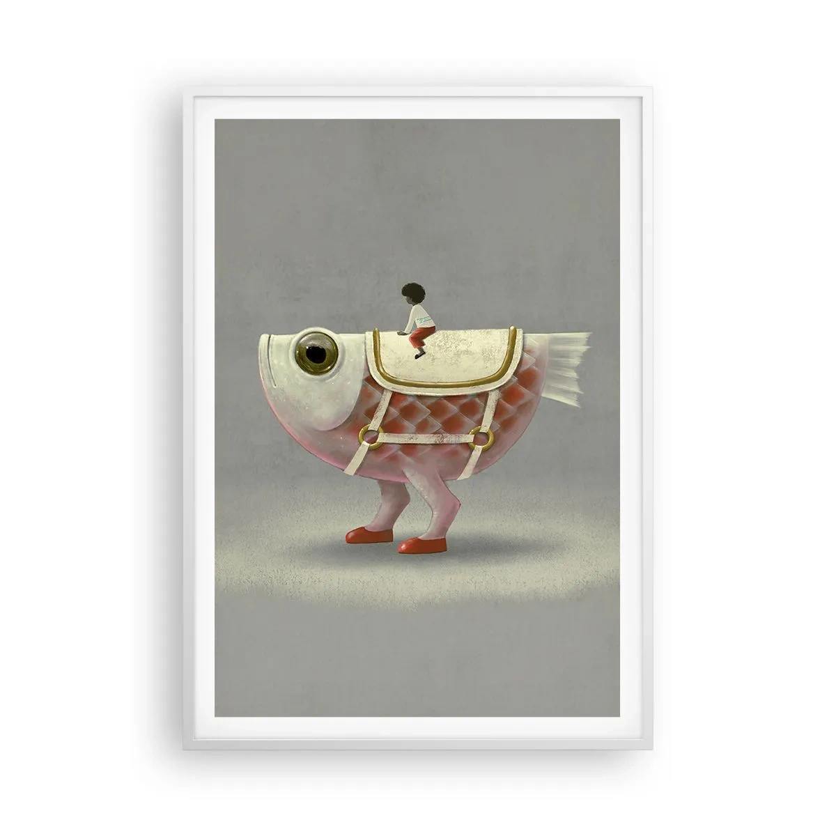 Plagát v bielom ráme - Rybí jazdec - 70x100 cm