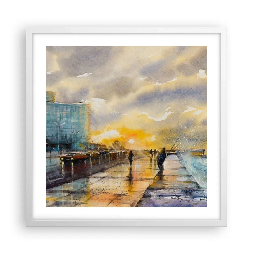 Plagát v bielom ráme - Život na pobreží - 50x50 cm