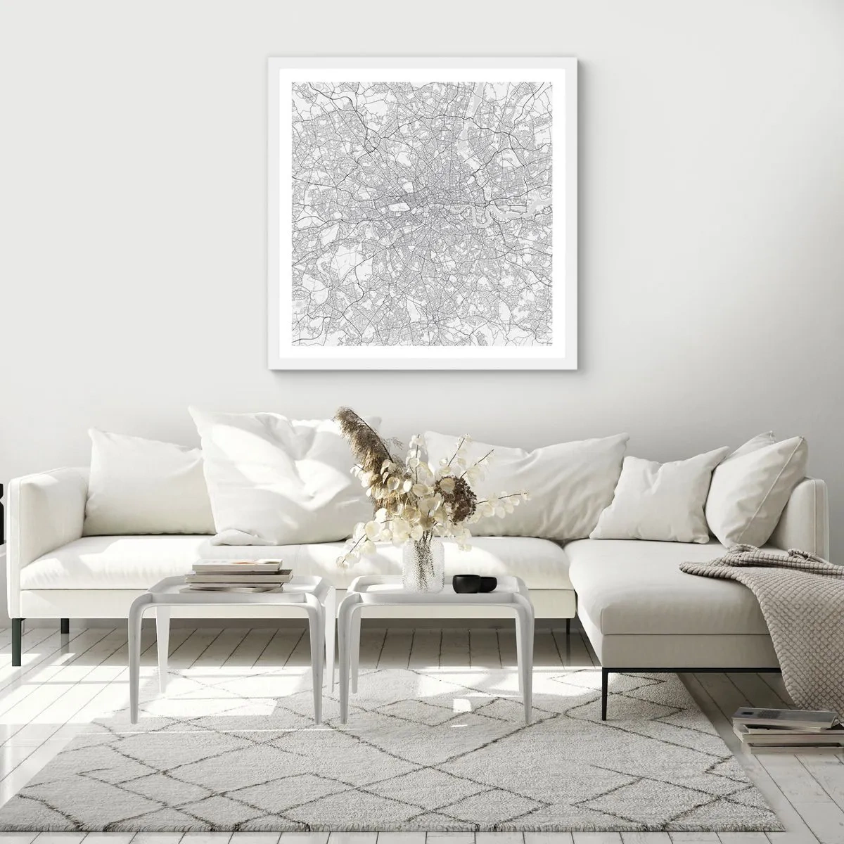 Plagát v bielom ráme - Mapa londýnskeho labyrintu - 40x40 cm