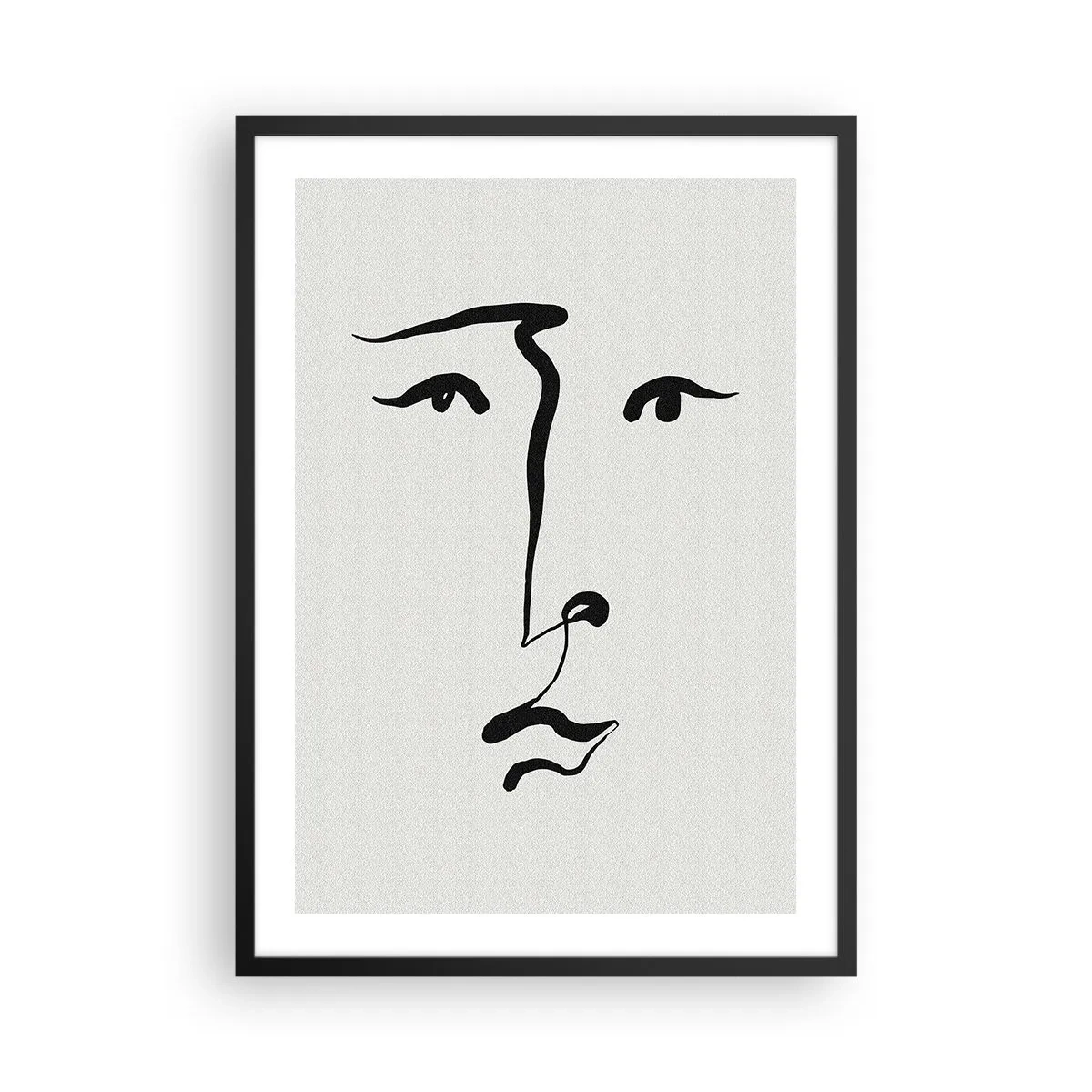 Plagát v čiernom ráme - Minimalistická ilustrácia tváre jedným ťahom štetcom - 50x70cm - Jednoduchý portrét - Moderná nástenná dekorácia do obývacej izby a spálne ARTTOR