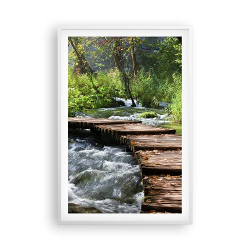 Plagát v bielom ráme - Pri spenenom vodopáde - 61x91 cm
