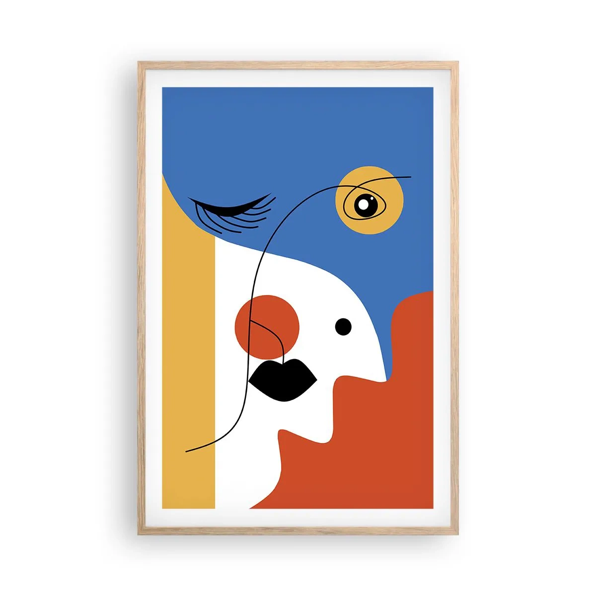 Plagát v ráme zo svetlého duba - Zdeformovaný portrét - 61x91 cm