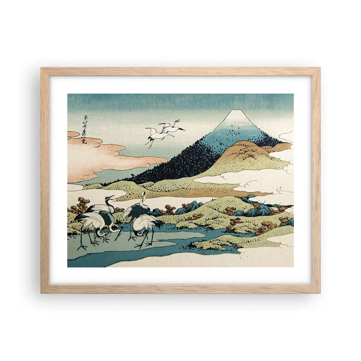 Plagát v ráme zo svetlého duba - V japonskom duchu - 50x40 cm