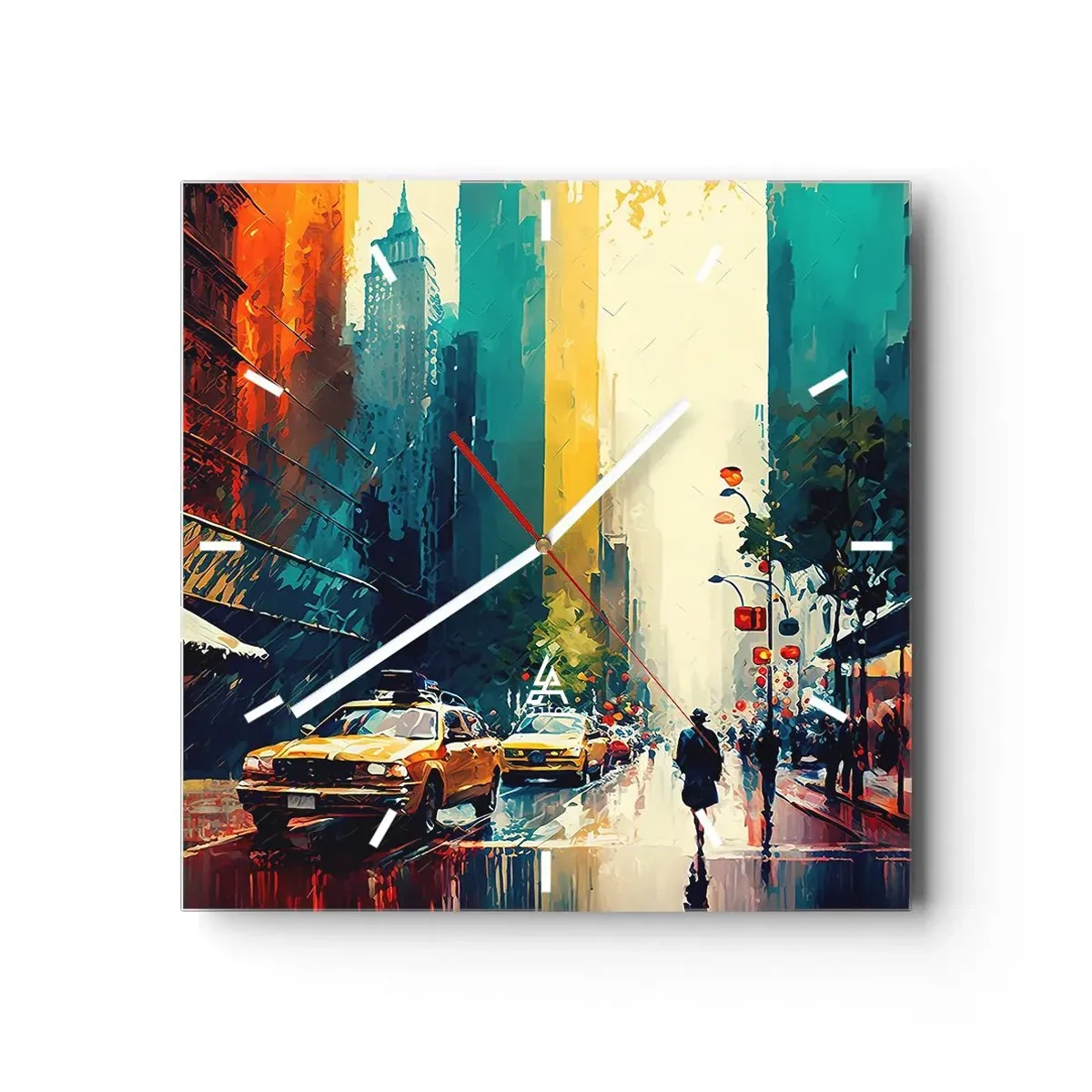 Nástenné hodiny - New York – tu je aj dážď farebný - 40x40 cm