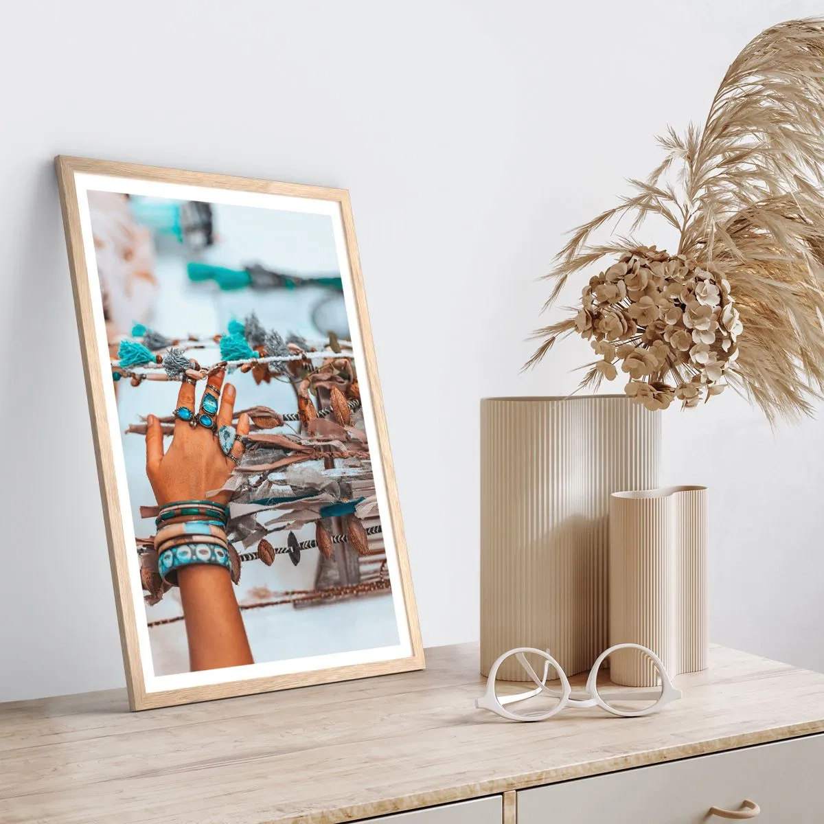 Plagát v ráme zo svetlého duba - Miestne poklady - 70x100 cm