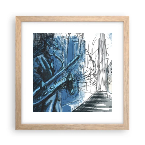 Plagát v ráme zo svetlého duba - Mestská rapsódia - 30x30 cm