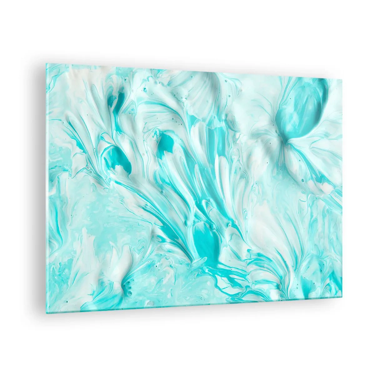 Obraz na skle - Abstraktné modrobiele vzory pripomínajúce vlnový pohyb - 70x50cm - Navždy spolu - Moderná nástenná dekorácia do obývacej izby a spálne ARTTOR