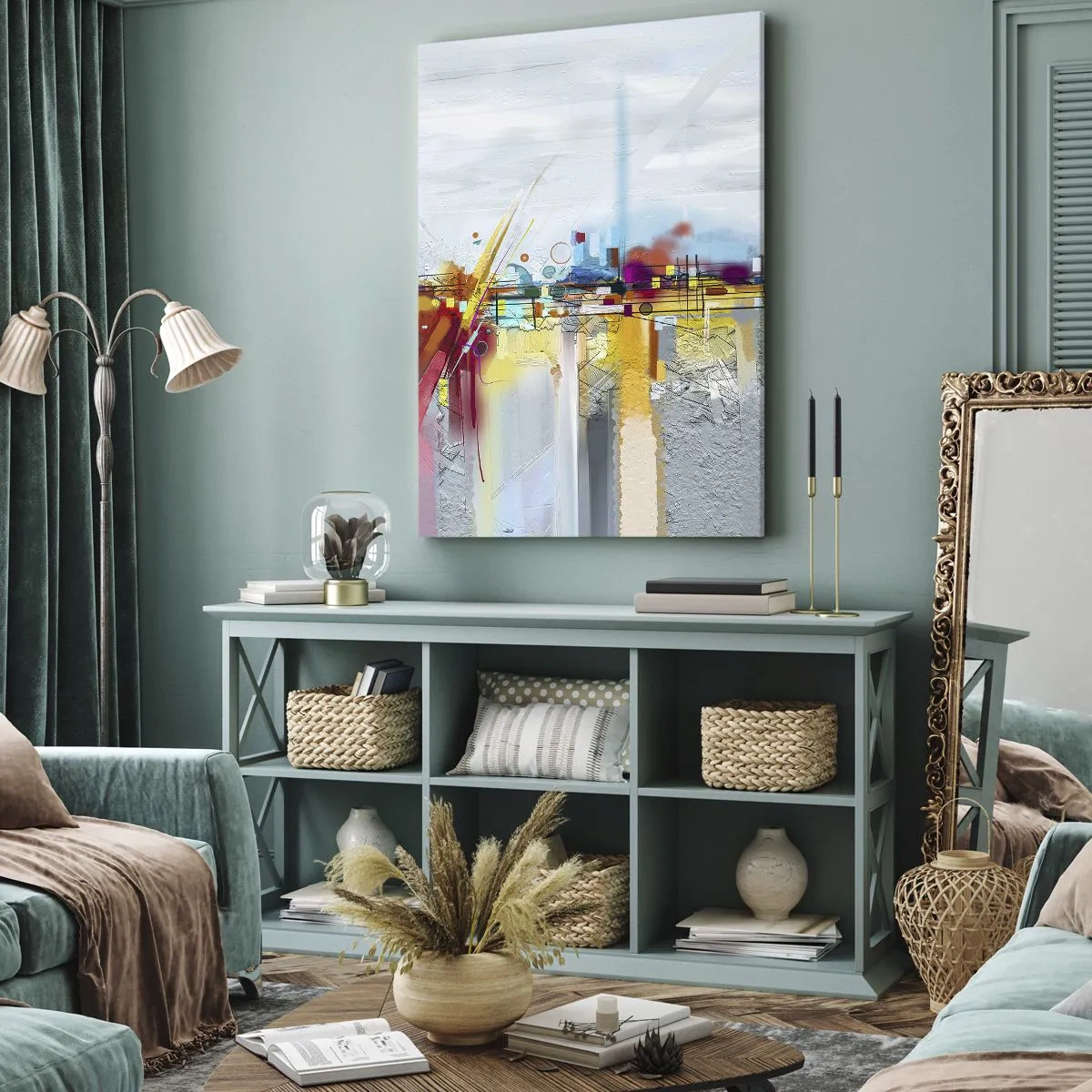 Obraz na plátne - Most radosti nad riekou života - 65x120 cm