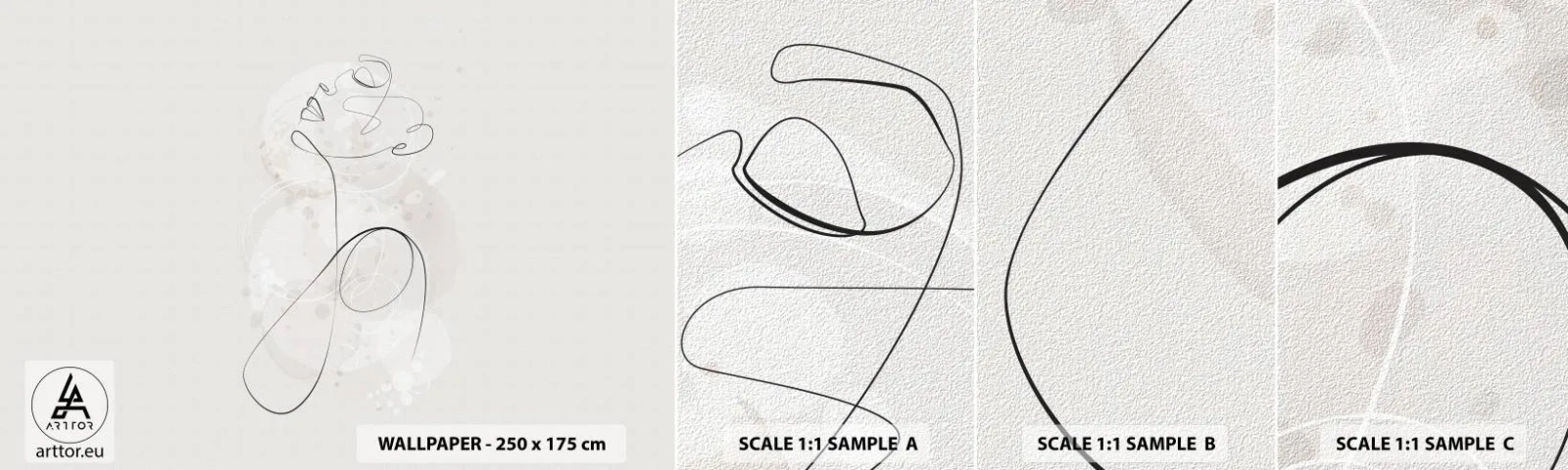 Vzorka samolepiacej fototapety Deluxe Sticker - Špirála krásy - Grafika, Žena, Kus - 100x30 cm