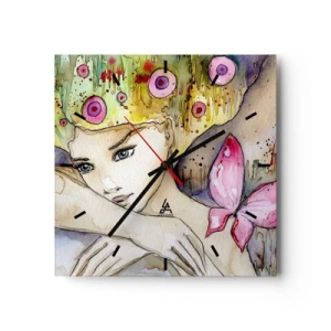 Nástenné hodiny - Motýlia princezná - 30x30 cm