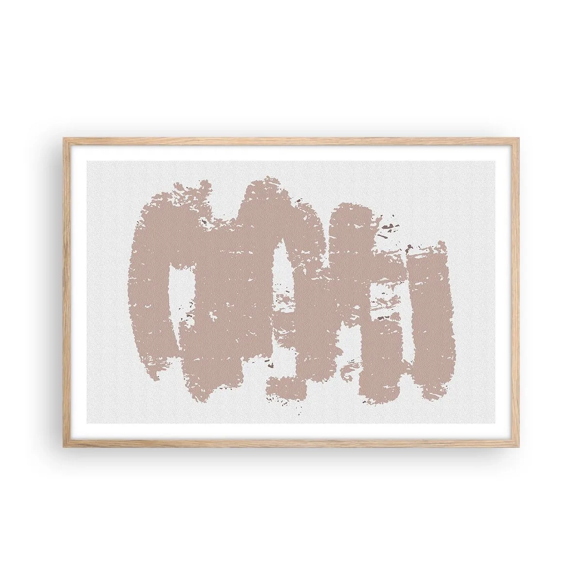 Plagát v ráme zo svetlého duba - Abstrakcia v jemnej ružovej - 91x61 cm
