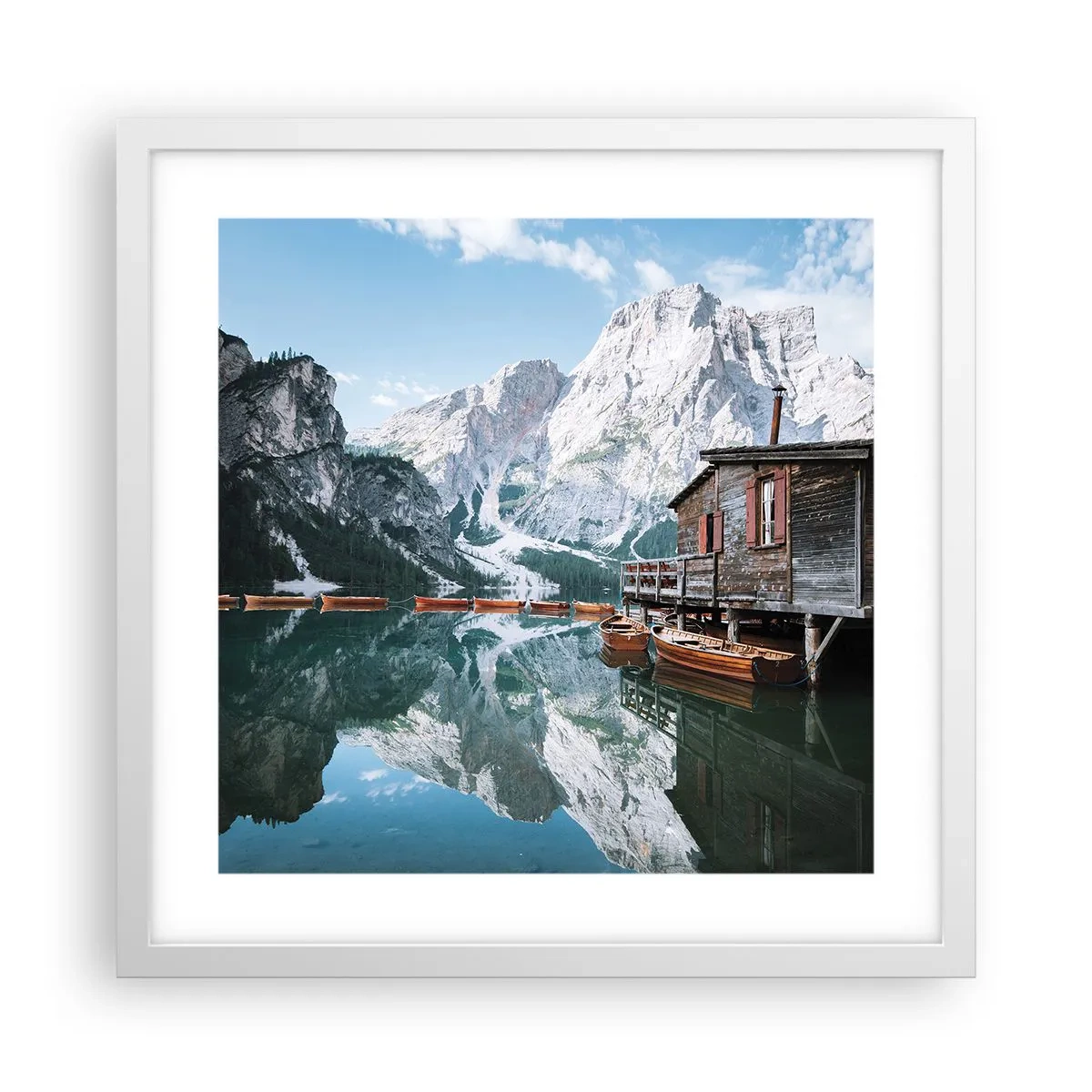 Plagát v bielom ráme - Kryštalické, horské ráno - 40x40 cm