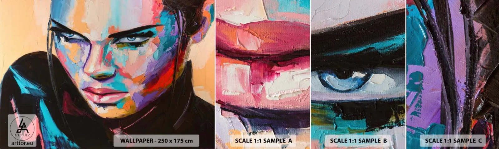 Vzorka samolepiacej fototapety Deluxe Sticker - Divokosť v srdci - Žena, Portrét ženy, Dievča - 100x30 cm