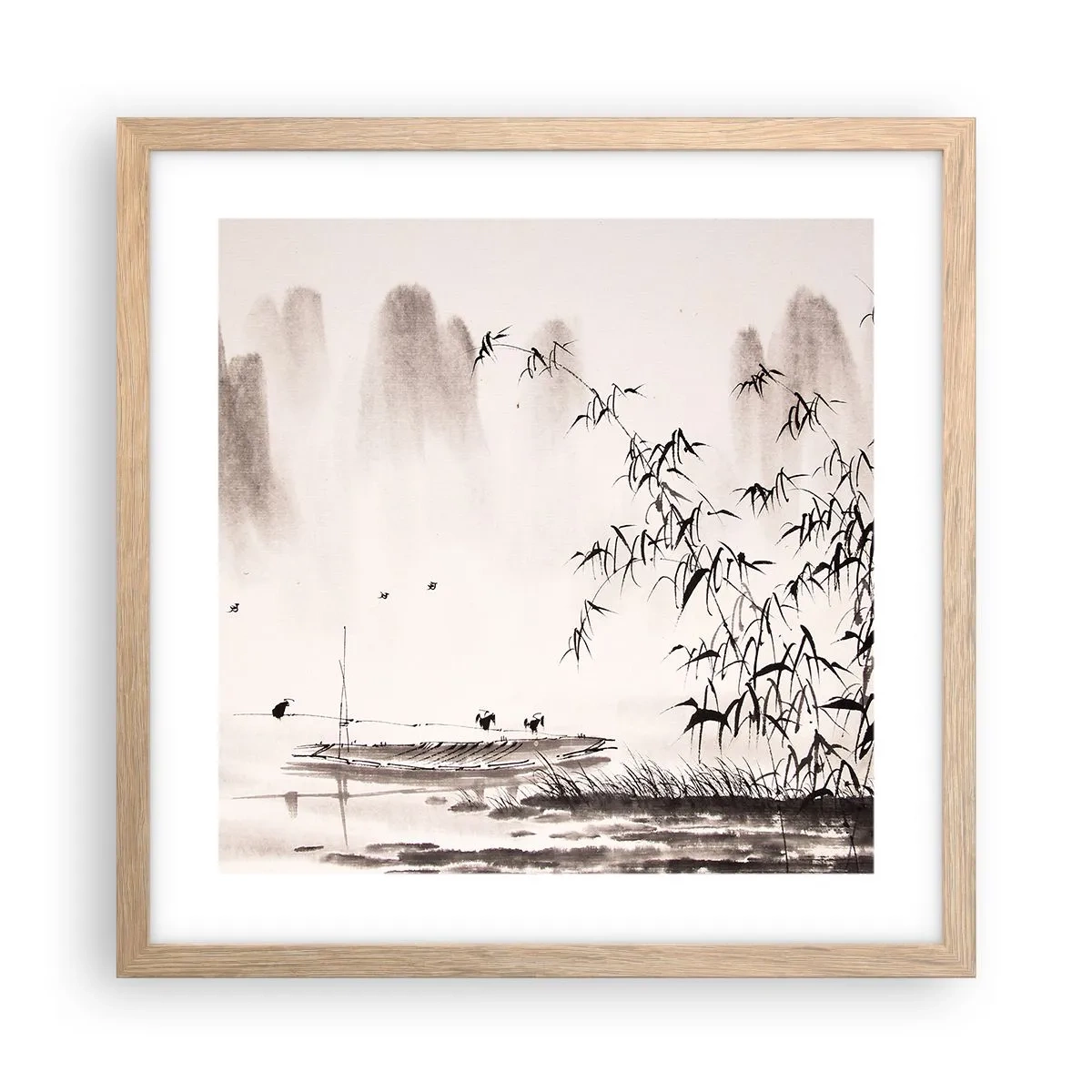 Plagát v ráme zo svetlého duba - Pokoj ryžových polí - 40x40 cm