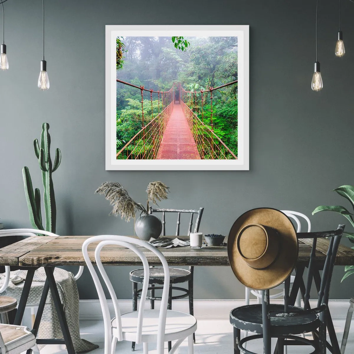 Plagát v bielom ráme - Zavesený nad korunami - 60x60 cm