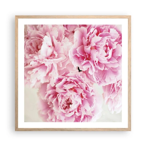 Plagát v ráme zo svetlého duba - V ružovom prepychu - 60x60 cm