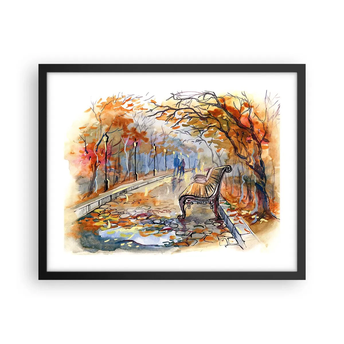 Plagát v čiernom ráme - Spoločne putovať jeseňou - 50x40 cm