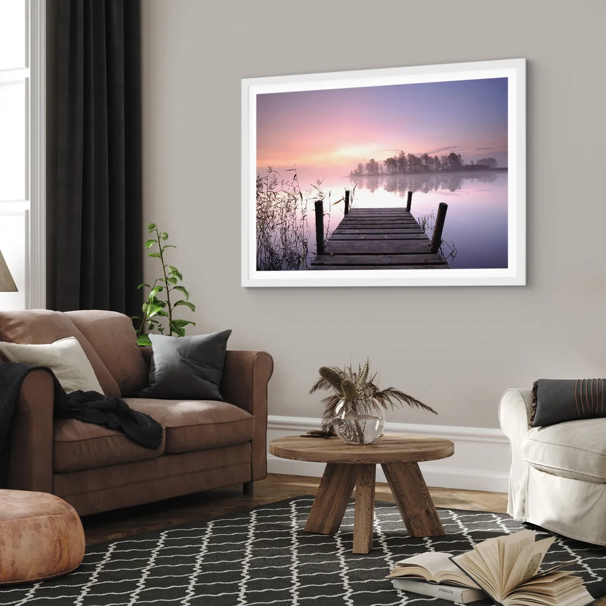 Plagát v bielom ráme - Z ľaliovej hmly… - 50x40 cm
