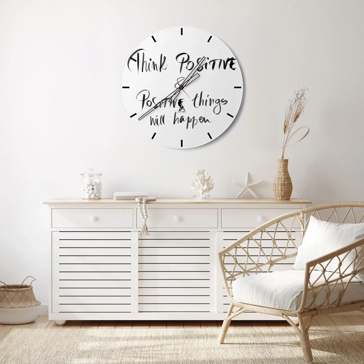 Nástenné hodiny - Motivačný nápis v umeleckom štýle - 30x30cm - Ako žiť? - Moderná nástenná dekorácia do obývacej izby, kuchyne a spálne ARTTOR