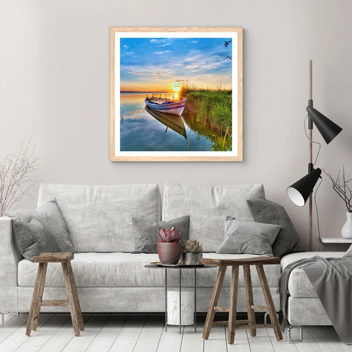 Plagát v ráme zo svetlého duba - Zátoka splnených snov - 40x40 cm