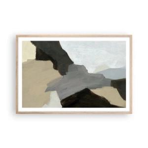 Plagát v ráme zo svetlého duba - Abstrakcia: križovatka šedej - 91x61 cm