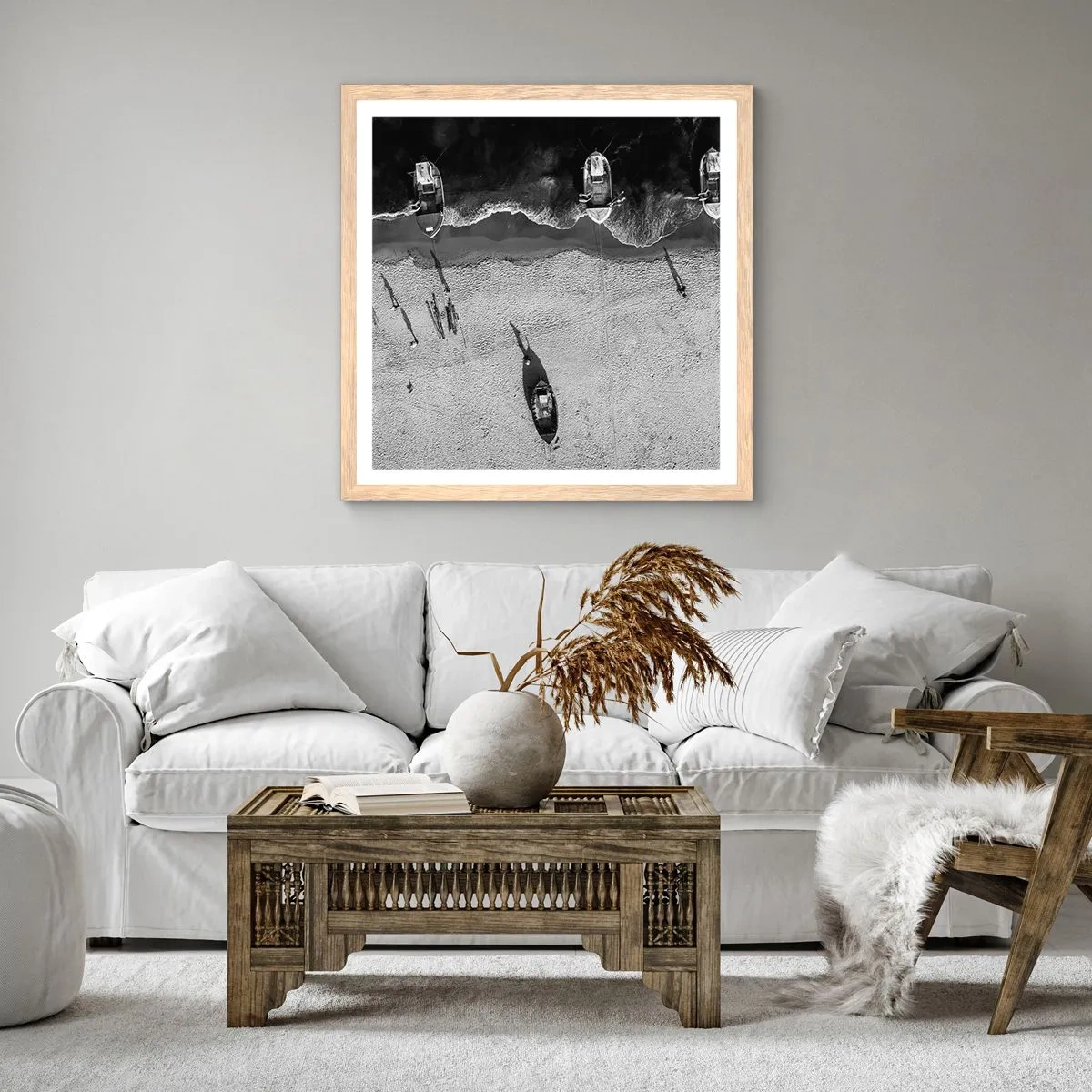 Plagát v ráme zo svetlého duba - Ešte na brehu… - 60x60 cm