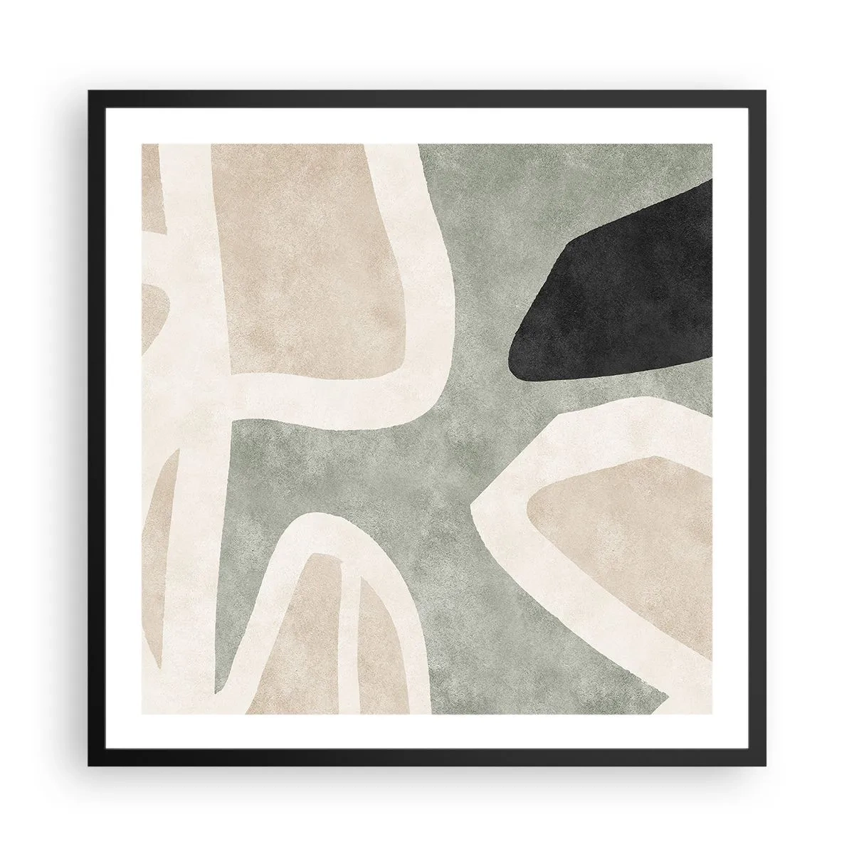 Plagát v čiernom ráme - Kompozícia s čiernym motívom - 60x60 cm