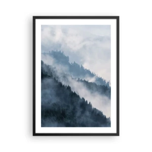 Plagát v čiernom ráme - Hmlisté hory pokryté lesom - 50x70cm - Horská mystika - Moderná nástenná dekorácia do obývacej izby a spálne ARTTOR