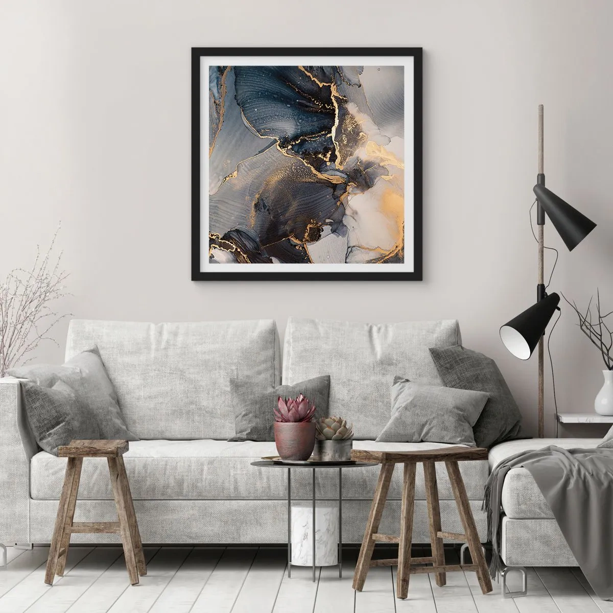 Plagát v čiernom ráme - Život kameňa - 60x60 cm