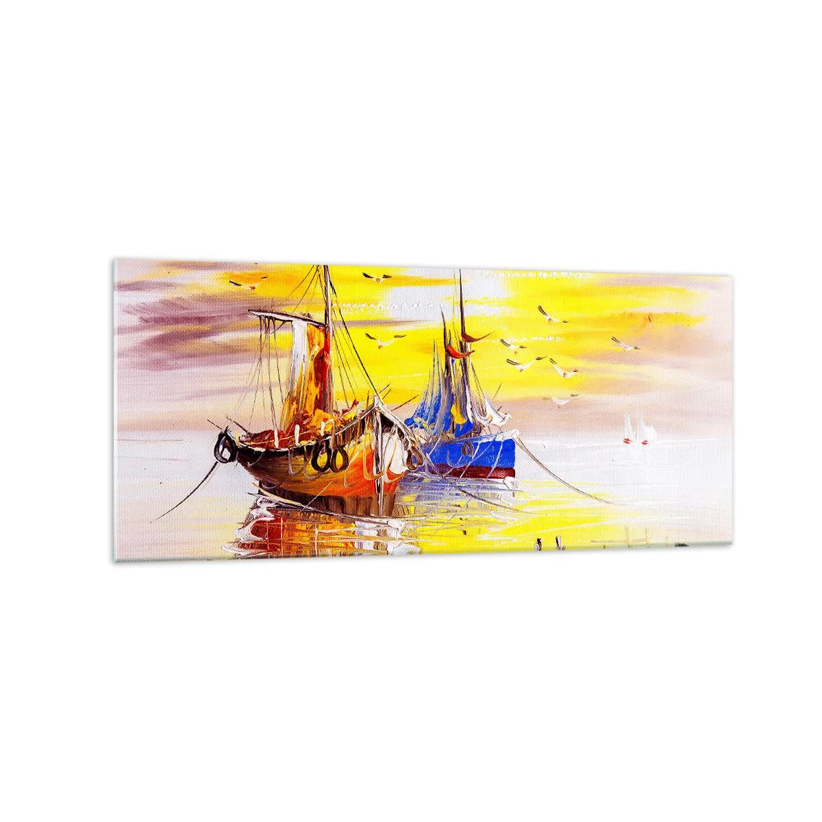 Obraz na skle - Zaslúžený odpočinok v prístave - 120x50 cm