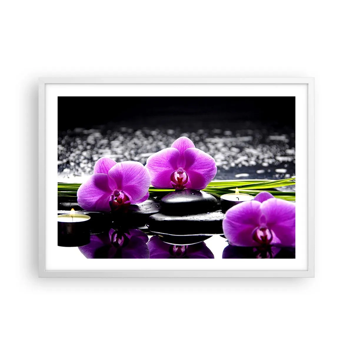 Plagát v bielom ráme - Utopiť v tichu a pokoji - 70x50 cm