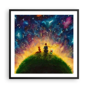 Plagát v čiernom ráme - Láska a priateľstvo - celý svet - 60x60 cm