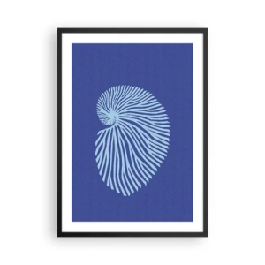 Plagát v čiernom ráme - Štylizovaná grafika mušle v špirálovom usporiadaní - 50x70cm - Zrodenie mušle - Moderná nástenná dekorácia do obývacej izby a spálne ARTTOR