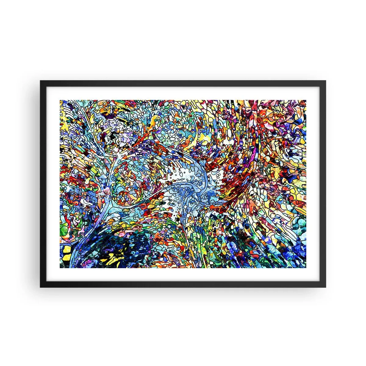 Plagát v čiernom ráme - Vitráž s kvapkami - 70x50 cm