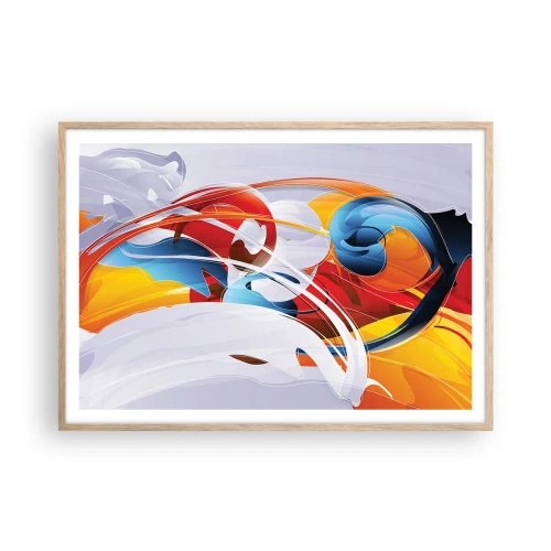 Plagát v ráme zo svetlého duba - Tanec živlov - 100x70 cm