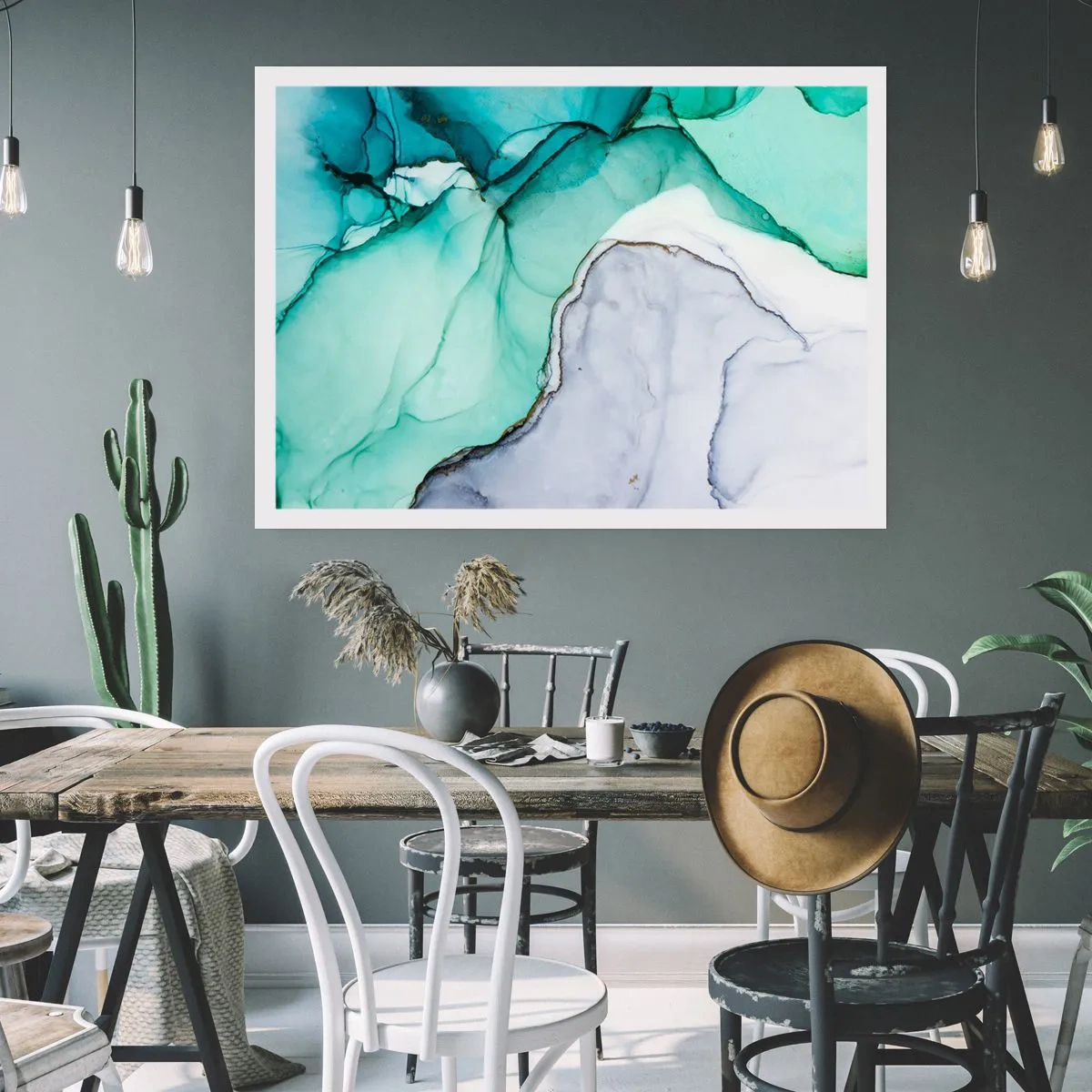 Plagát - Štúdia v tyrkysovej - 100x70 cm