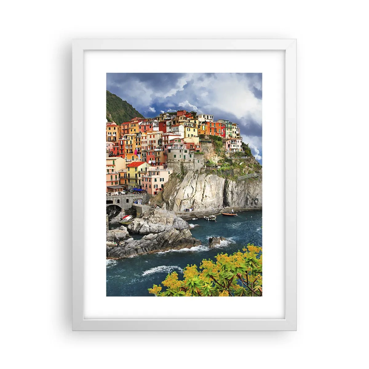Plagát v bielom ráme - Hromádka pritúlená k skalám - 30x40 cm