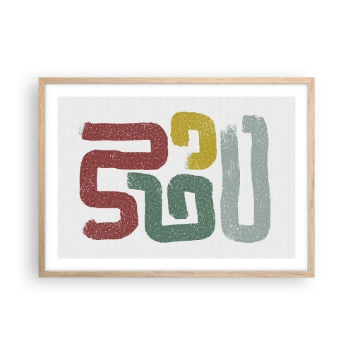 Plagát v ráme zo svetlého duba - V neznámom jazyku - 70x50 cm