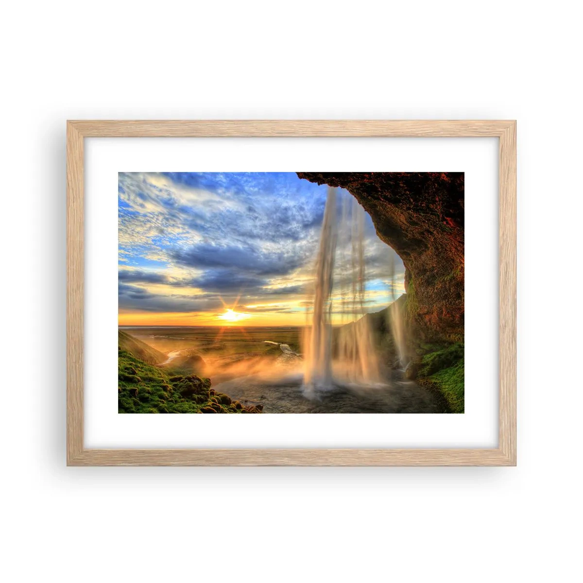 Plagát v ráme zo svetlého duba - Svet za závojom kvapiek  - 40x30 cm