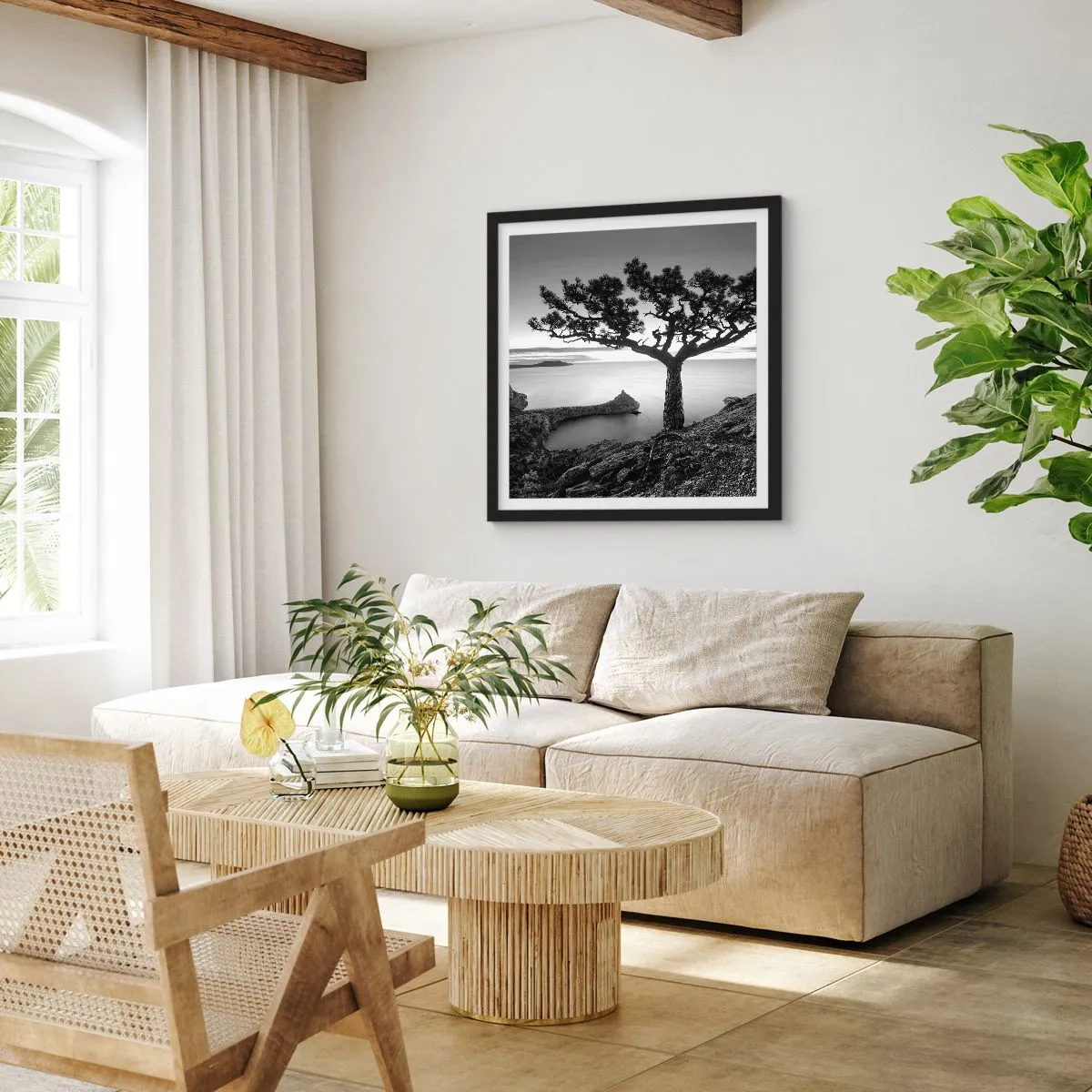 Plagát v čiernom ráme - Pokoj až k horizontu - 60x60 cm